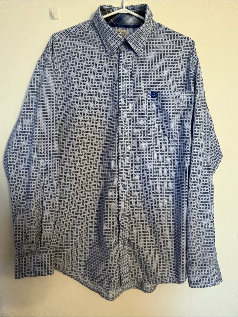Cinch Men's Blue Micro-Pattern Button-Up Shirt